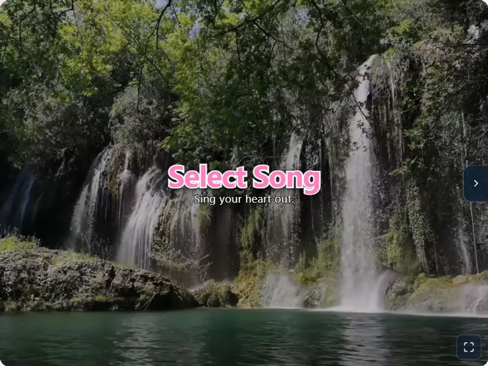 SingRoom Home player with Select Song over the nature background